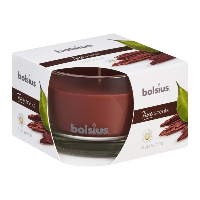 Set 3 x Lumanare Parfumata Bolsius True in Pahar Mediu, Lemn de Oud