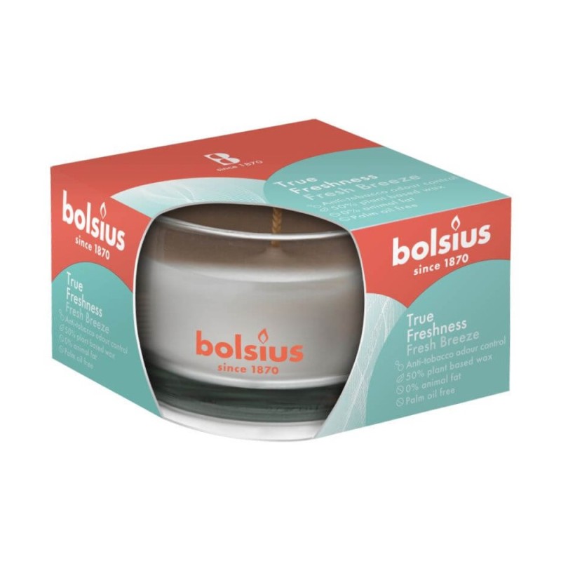 Set 3 x Lumanare Parfumata Bolsius True in Pahar Mic, Fresh Breeze