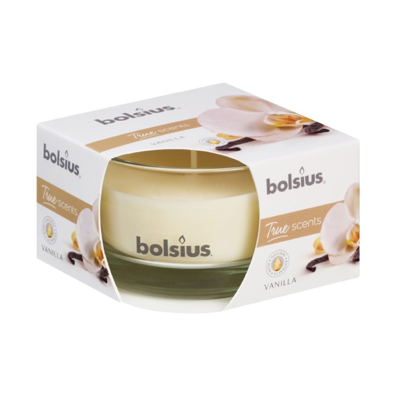 Set 3 x Lumanare Parfumata Bolsius True in Pahar Mic, Vanilie
