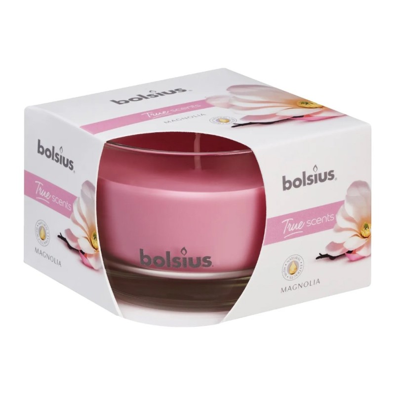 Set 3 x Lumanare Parfumata Bolsius True Scents, in Pahar, Magnolie