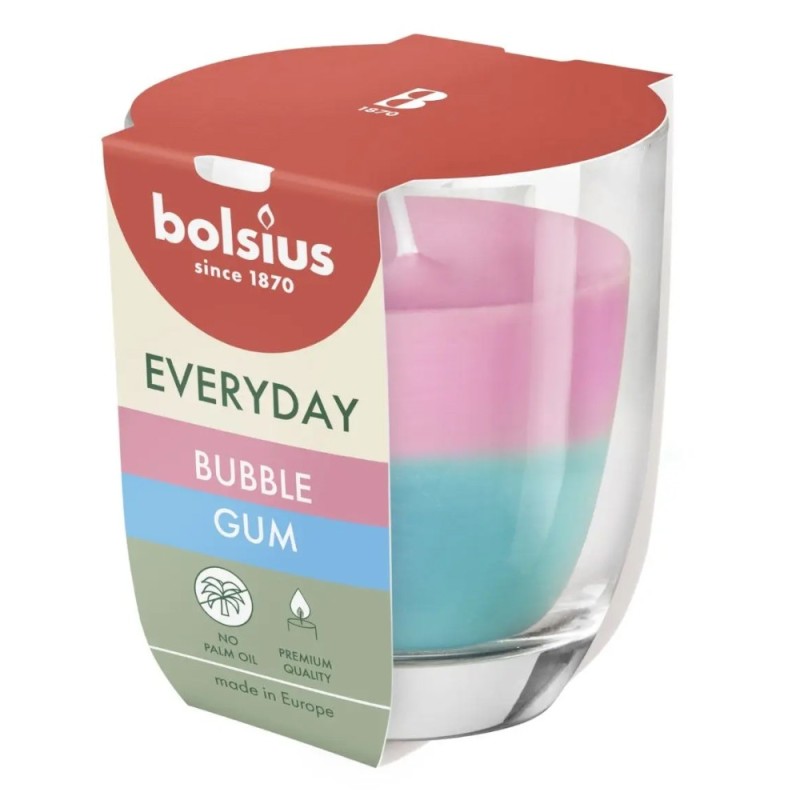 Set 3 x Lumanare Parfumata in Pahar, 2 Culori, Bubble Gum, Bolsius