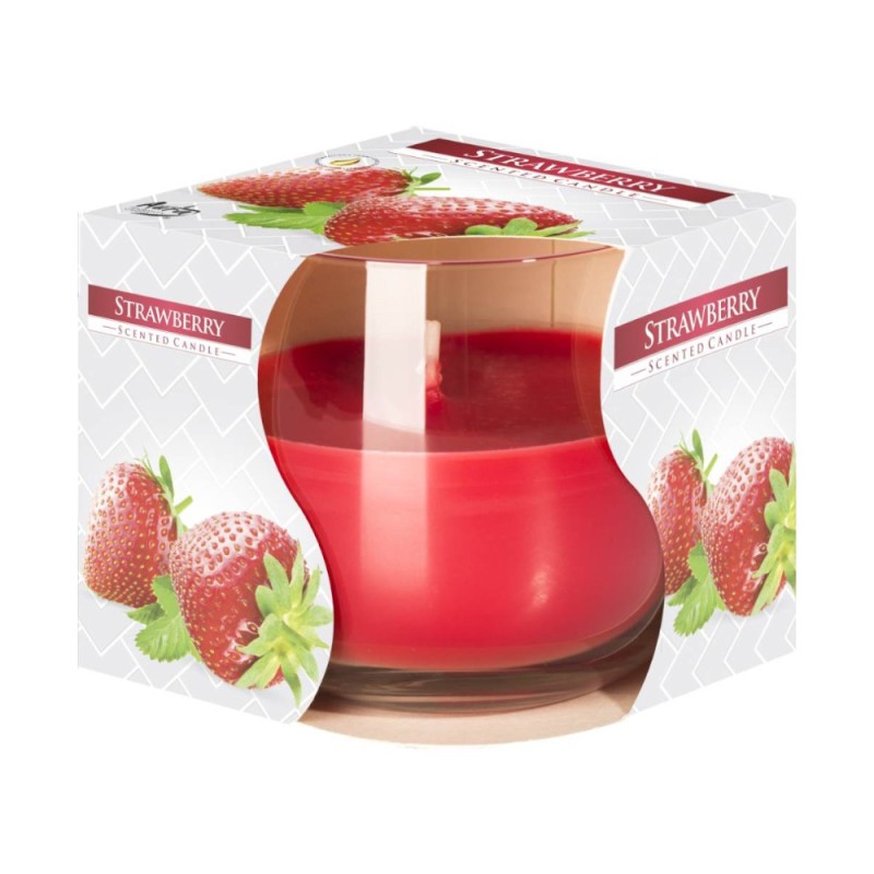 Set 3 x Lumanare Parfumata in Pahar Capsuni, 18 Ore