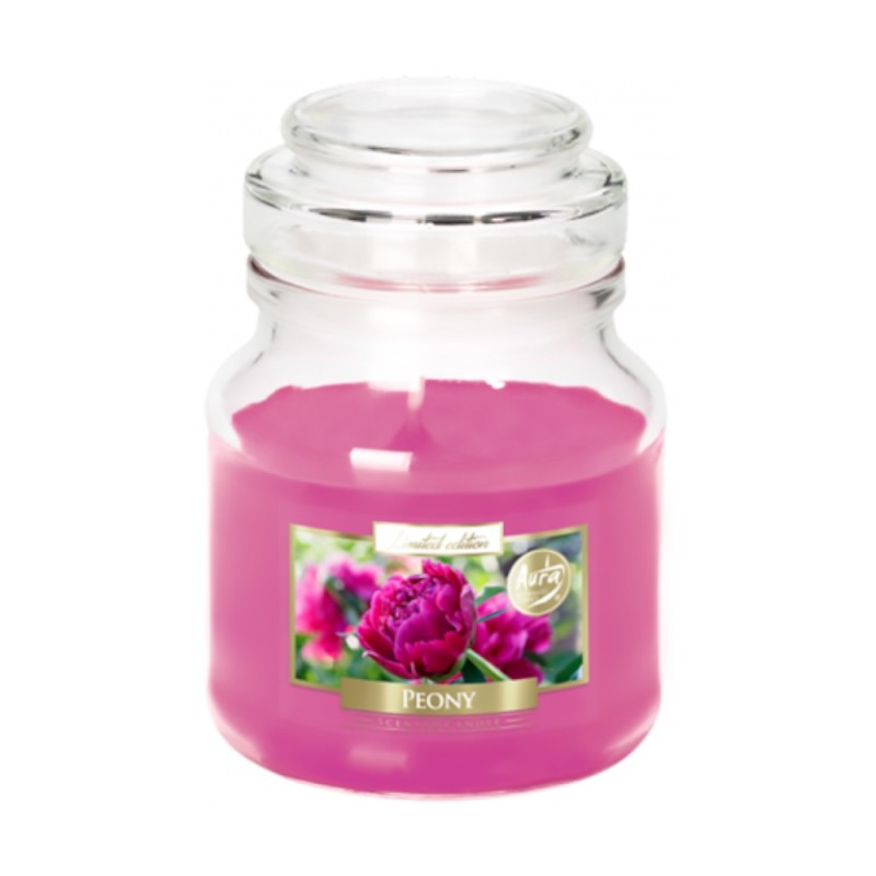 Set 3 x Lumanare Parfumata in Pahar cu Capac, Bujori, 28 Ore