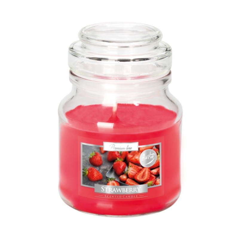 Set 3 x Lumanare Parfumata in Pahar cu Capac Capsuni, 28 Ore