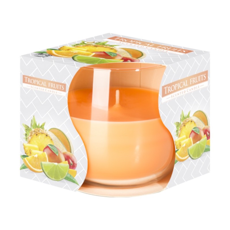 Set 3 x Lumanare Parfumata in Pahar Fructe Tropicale, 18 Ore