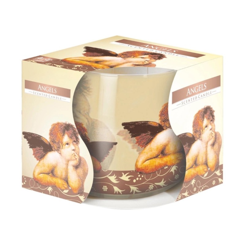 Set 3 x Lumanare Parfumata in Pahar Imprimat Angels, 22 Ore