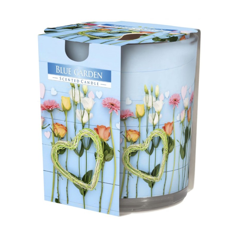 Set 3 x Lumanare Parfumata in Pahar Imprimat, Blue Garden, 22 Ore