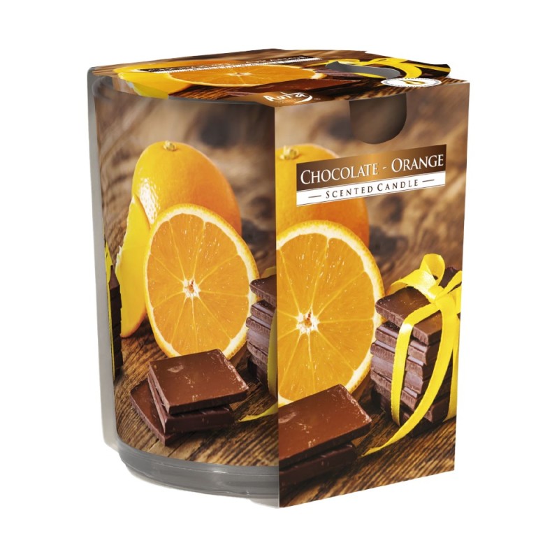 Set 3 x Lumanare Parfumata in Pahar Imprimat Ciocolata si Portocala, 22 Ore