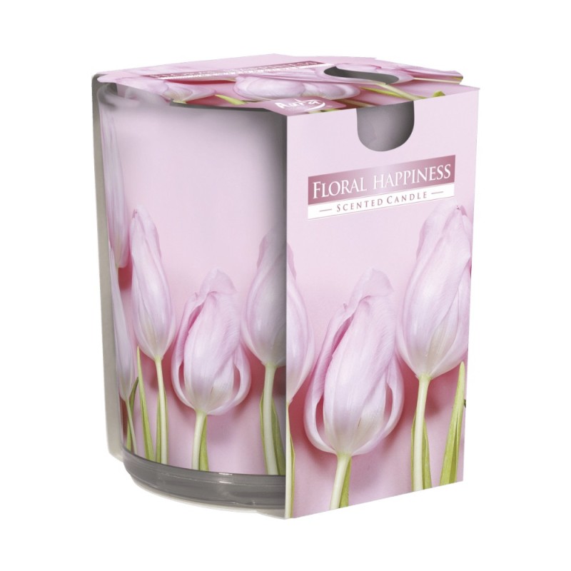 Set 3 x Lumanare Parfumata in Pahar Imprimat, Floral Happiness, 22 Ore