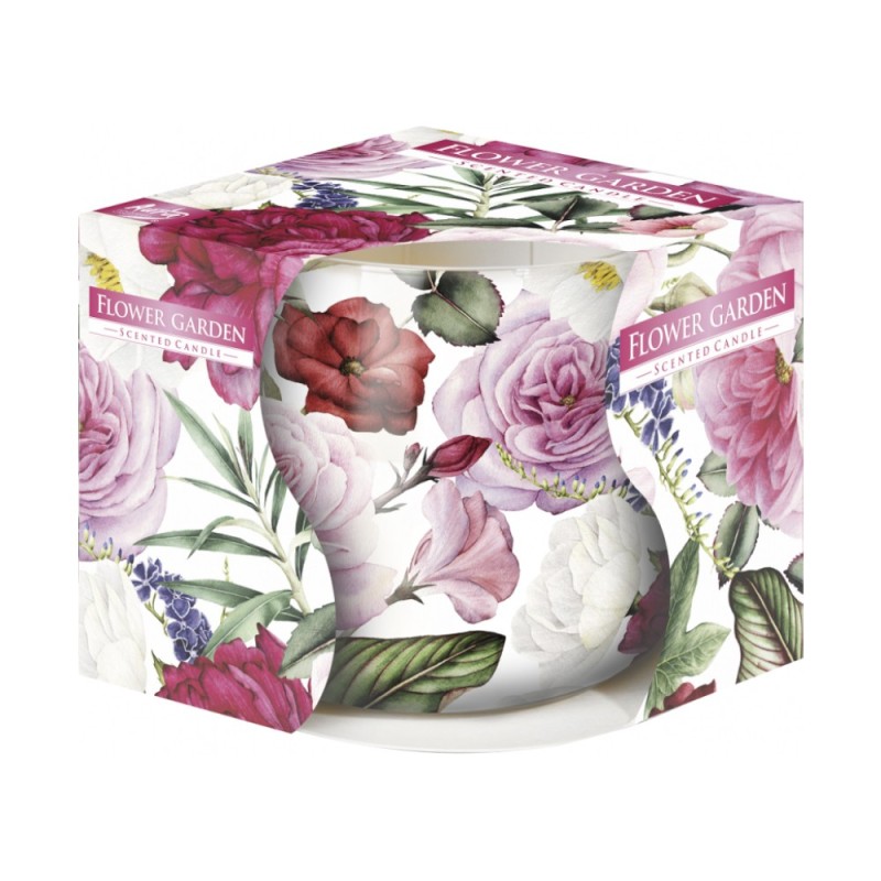 Set 3 x Lumanare Parfumata in Pahar Imprimat, Flower Garden, 22 Ore