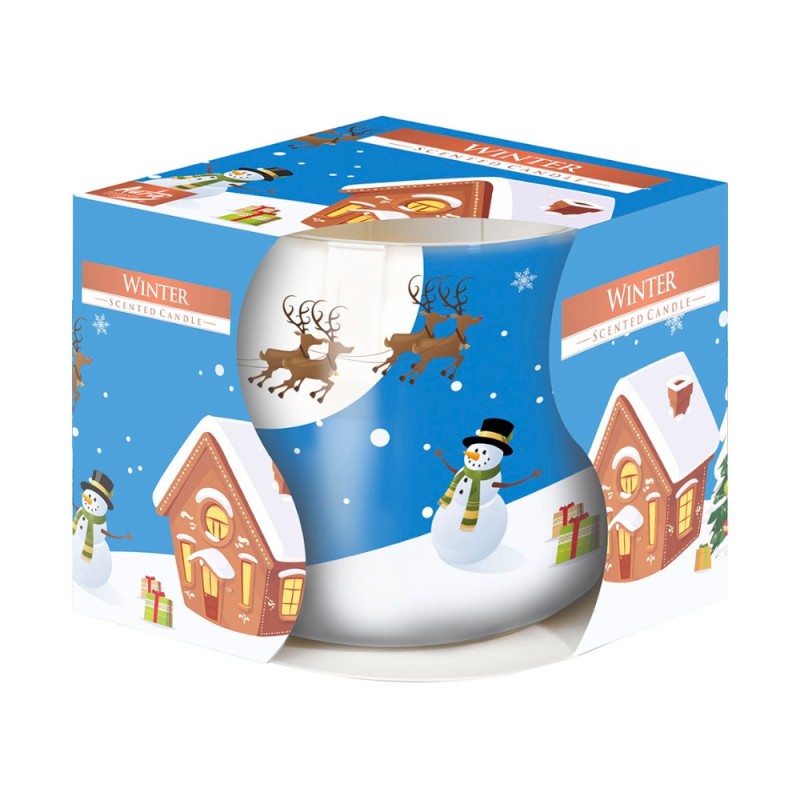 Set 3 x Lumanare Parfumata in Pahar Imprimat, Iarna, 22 Ore