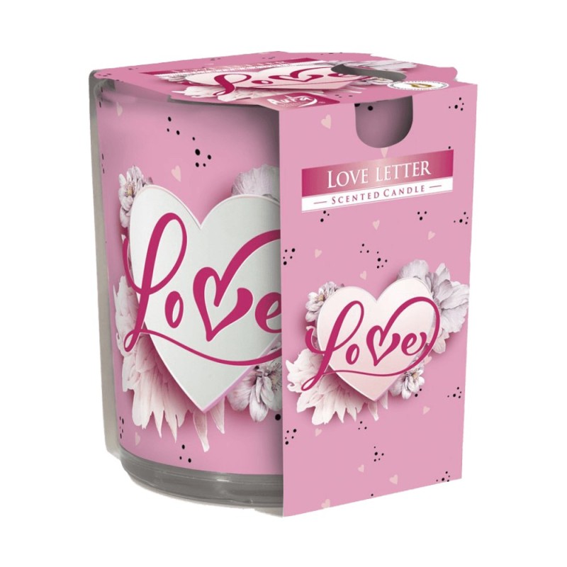 Set 3 x Lumanare Parfumata in Pahar Imprimat, Love Letter, 22 Ore