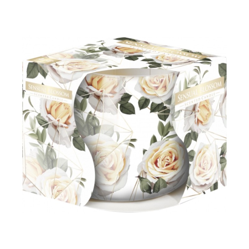 Set 3 x Lumanare Parfumata in Pahar Imprimat, Sensual Blossom, 22 Ore