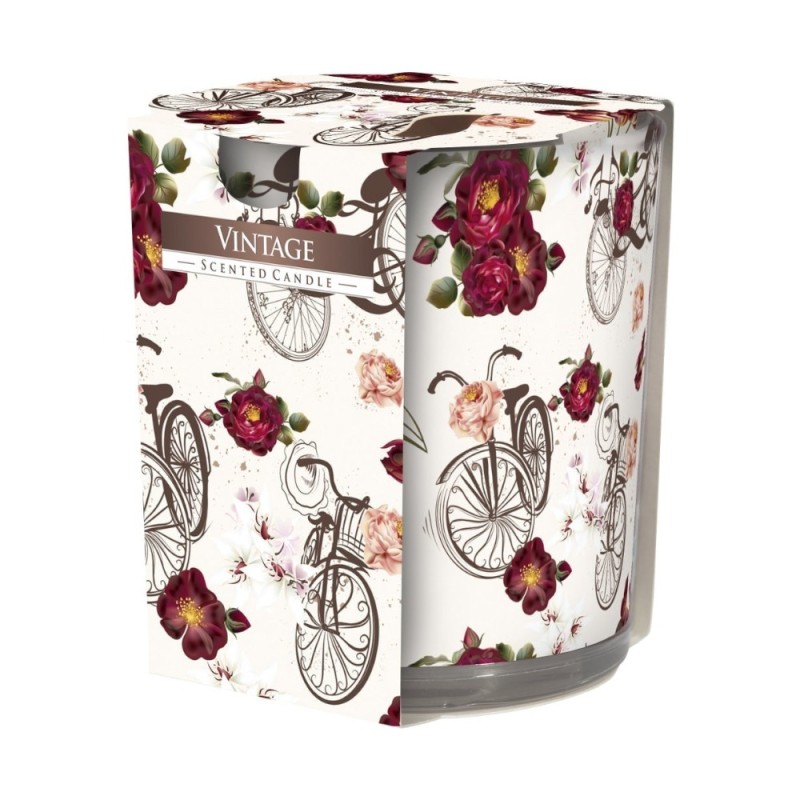 Set 3 x Lumanare Parfumata in Pahar Imprimat, Vintage, 22 Ore