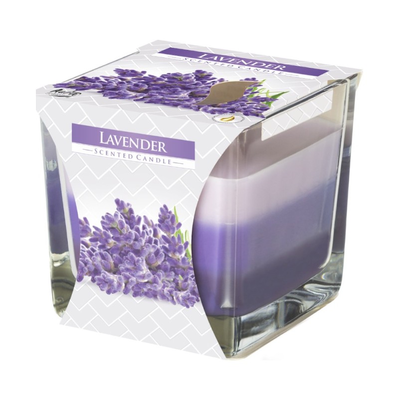 Set 3 x Lumanare Parfumata in Pahar in Trei Culori Lavanda, 32 Ore
