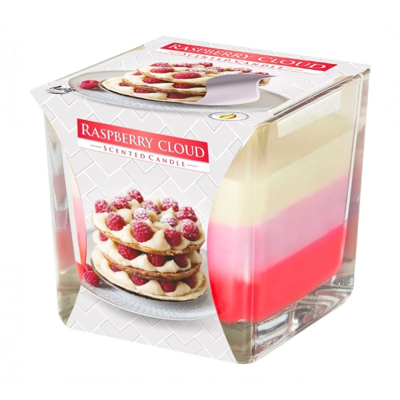 Set 3 x Lumanare Parfumata in Pahar in Trei Culori, Zmeura, 32 Ore