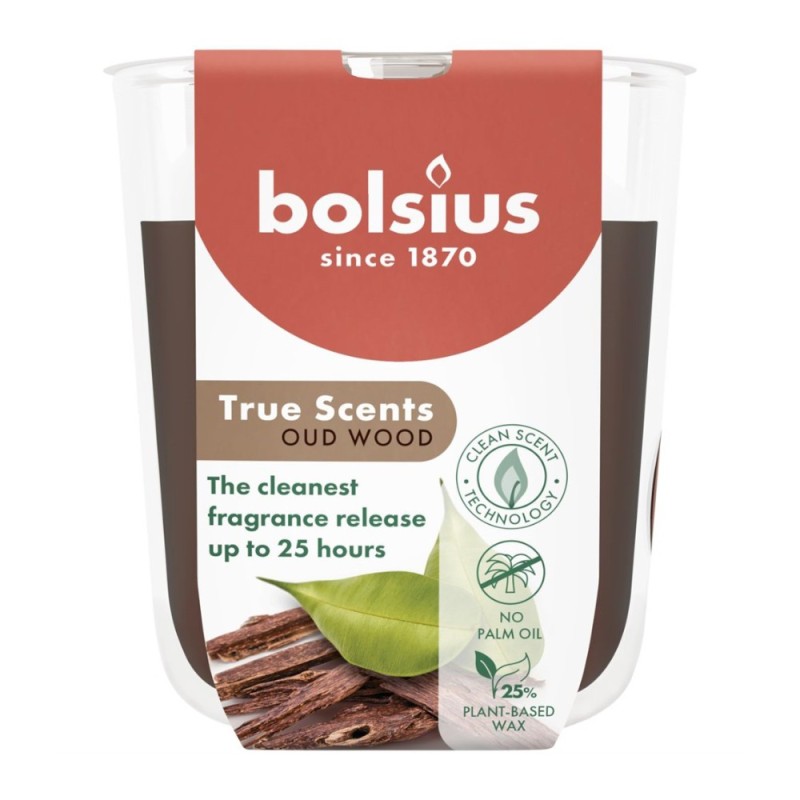 Set 3 x Lumanare Parfumata in Pahar, Lemn de oud, Bolsius, 80 x 73 mm