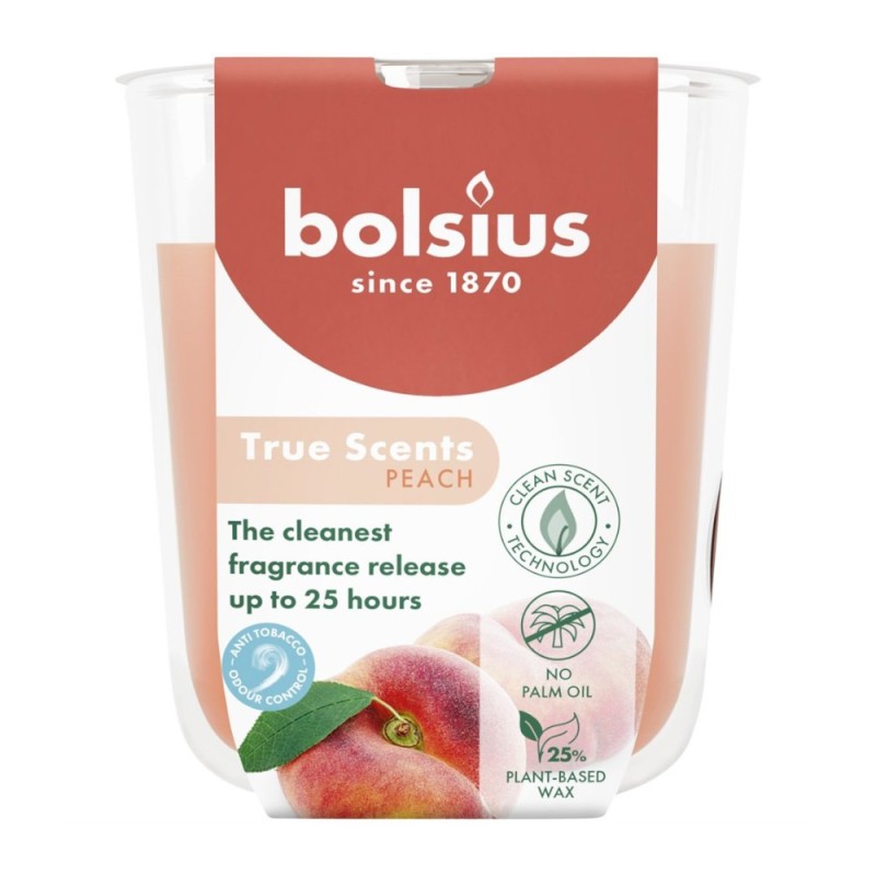 Set 3 x Lumanare Parfumata in Pahar, Piersica, Bolsius, 80 x 73 mm