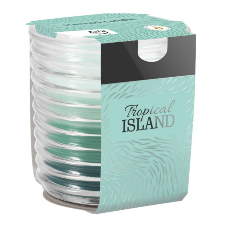 Set 3 x Lumanare Parfumata in Pahar Spirala, Insula Tropicala, 28 Ore