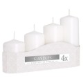 Set 3 x Lumanare Stalp Alba, 4 Dimensiuni