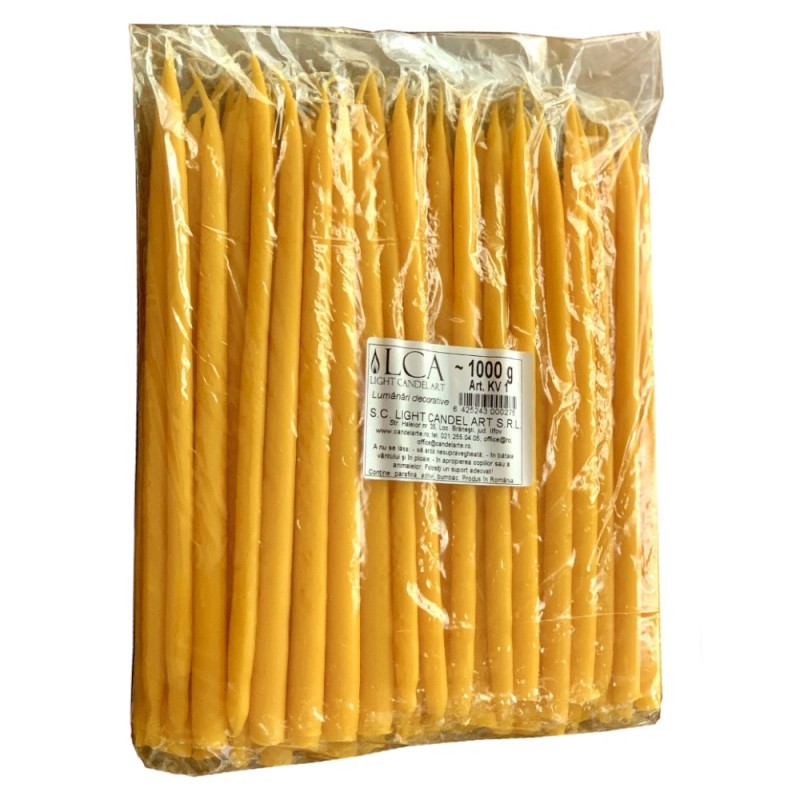 Set 3 x Lumanari Menaj cu Varf Portocaliu, Conice, 1000 g