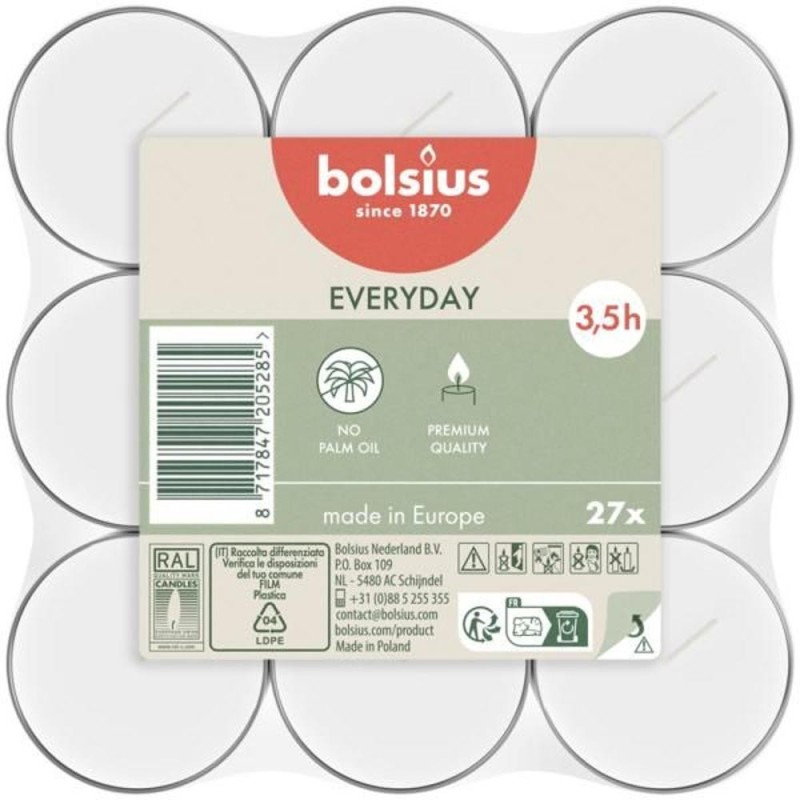 Set 3 x Lumanari Pastila ED, 3.5 Ore, 27 Bucati, Bolsius