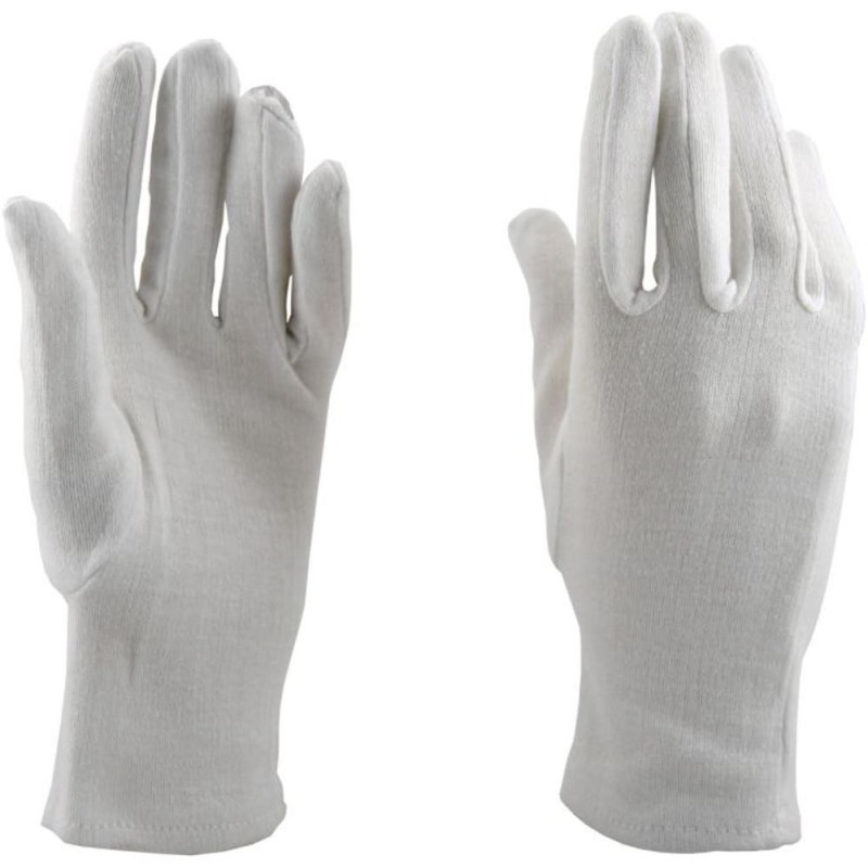 Set 3 x Manusi Prima Tricotate Interlock din Bumbac, Albe, Marimea L