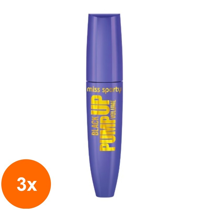 Set 3 x Mascara Miss Sporty, Pump Up Booster Black, 12 ml