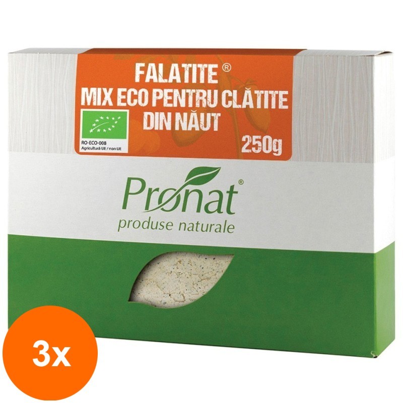 Set 3 x Mix Bio din Faina de Naut cu Condimente, pentru Clatite, Falatite, 250 g