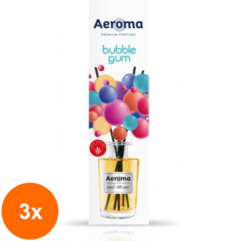 Set 3 x Odorizant de Camera Aeroma Diffuser, Guma de Mestecat, 100 ml