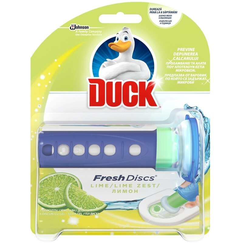 Set 3 x Odorizant Toaleta Aparat cu Gel Duck Fresh Discs Lime, 36 ml