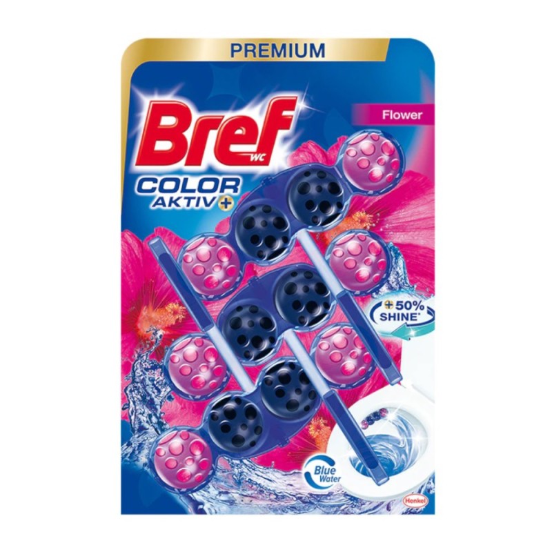 Set 3 x Odorizant Toaleta, Bref Color Aktiv Flower, 3 x 50 g