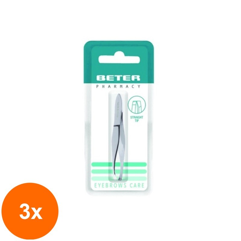 Set 3 x Penseta Cromata Beter, Varf Drept