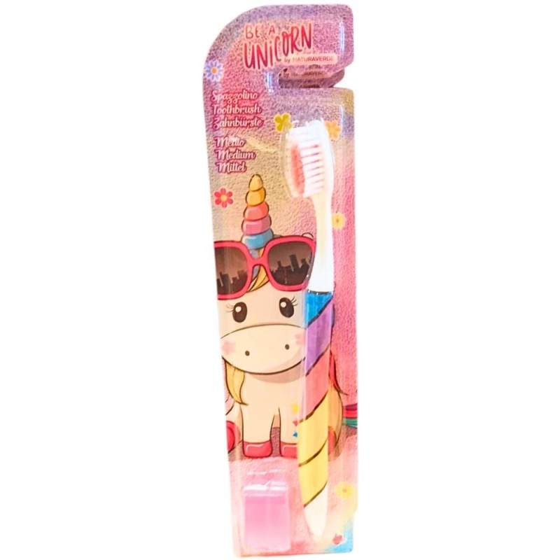 Set 3 x Periuta de Dinti Naturaverde Kids Be a Unicorn, pentru Copii, cu Peri Medii