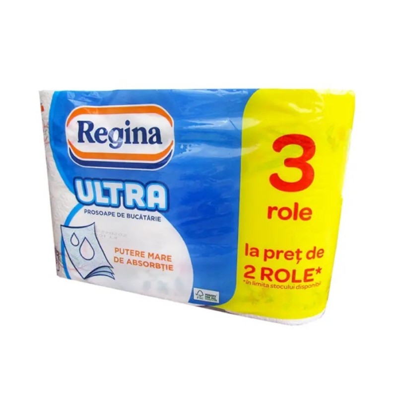 Set 3 x Prosop de Bucatarie, Regina, Ultra Absorbant, 2+1 Role