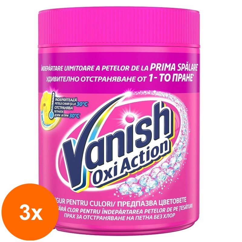 Set 3 x Pudra pentru Indepartarea Petelor Vanish Oxi Pink Pudra 423 g
