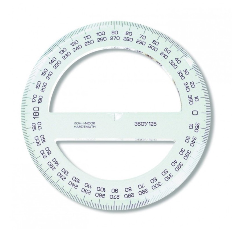 Set 3 x Raportor din Polistiren Transparent 360 / 125 mm, Koh-I-Noor Cristal