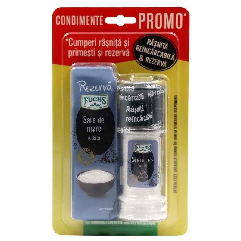 Set 3 x Rasnita Sare de mare Iodata 110 g si Rezerva Sare de Mare 150 g, Fuchs