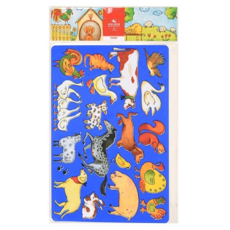 Set 3 x Sablon Mare cu 12 Animale Ferma