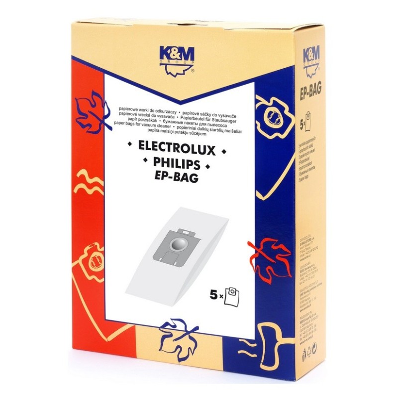 Set 3 x Sac Aspirator Electrolux-Philips Universal (s-bag), Hartie, 5 x Saci, K&M