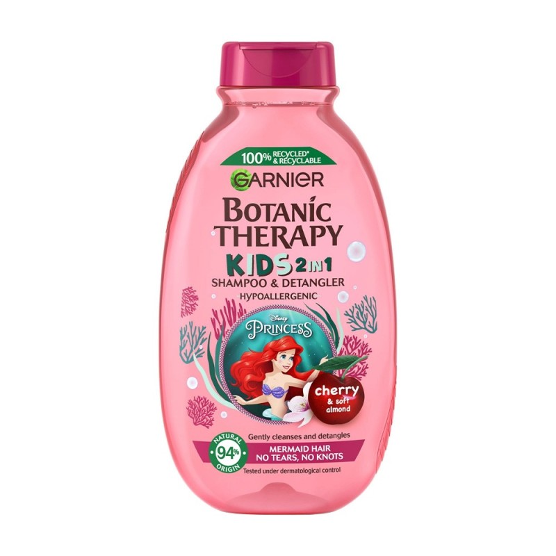 Set 3 x Sampon 2in1 pentru Copii Garnier Botanic Therapy Kids Disney Princess, cu Extract de Cirese si Ulei de Migdale