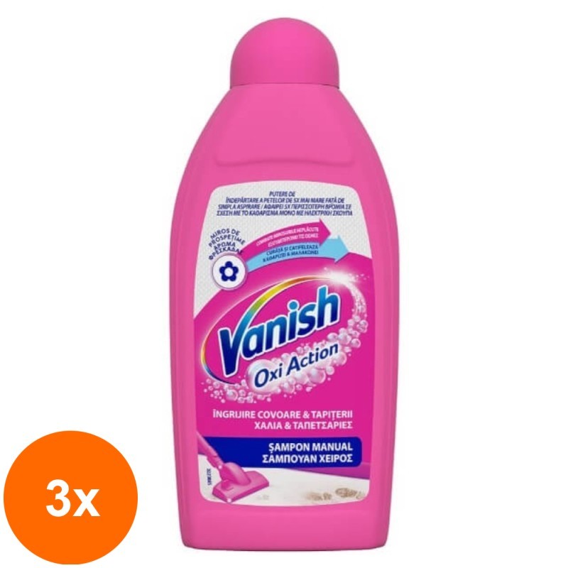 Set 3 x Sampon Manual pentru Covoare Vanish Oxi Action, 500 ml