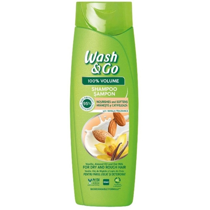 Set 3 x Sampon Wash & Go, Vanilie si Migdale, 360 ml