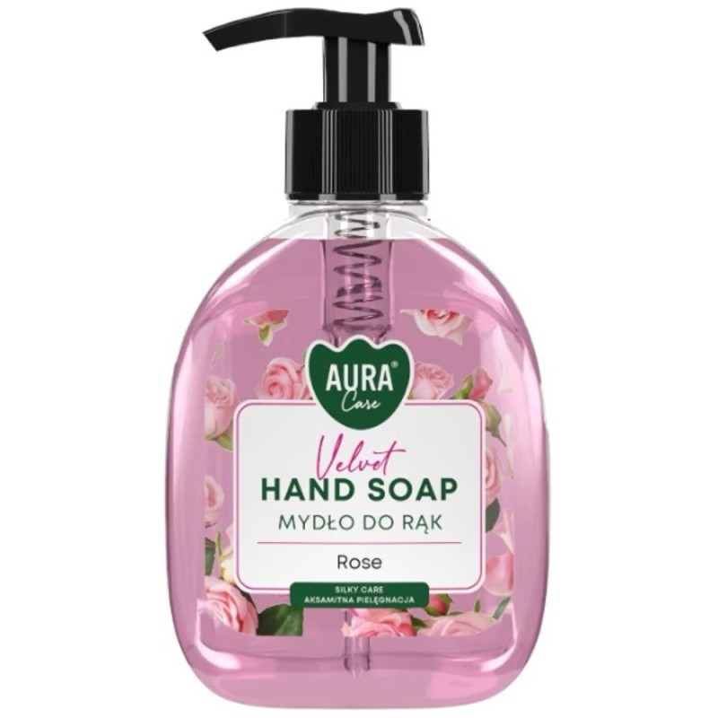 Set 3 x Sapun de Maini cu Pompita, Trandafir, Aura Care, 300 ml