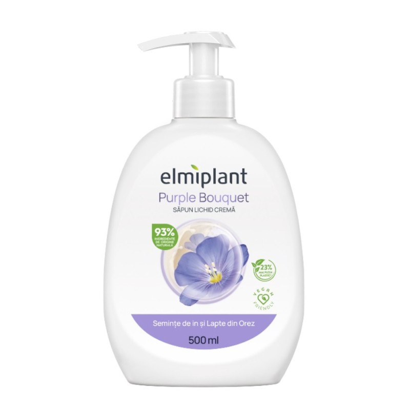 Set 3 x Sapun Lichid, Elmiplant, Seminte de In si Lapte din Orez, 500 ml