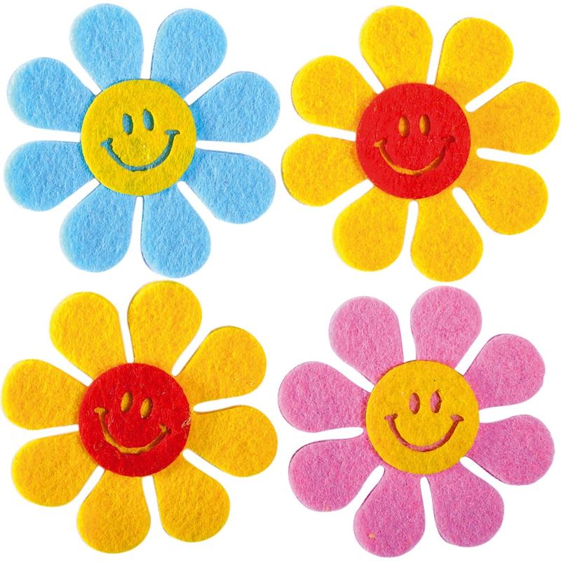 Set 3 x Set 4 Flori Fete Zambitoare din Fetru, Mix Culori, Statovac