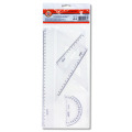 Set 3 x Set Geometrie Mediu Cristal, Rigla, 2 Echere si Raportor, Koh-I-Noor