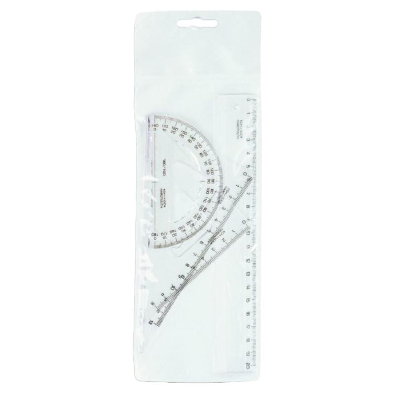 Set 3 x Set Geometrie Mic Cristal, Rigla, 2 Echere si Raportor, Koh-I-Noor