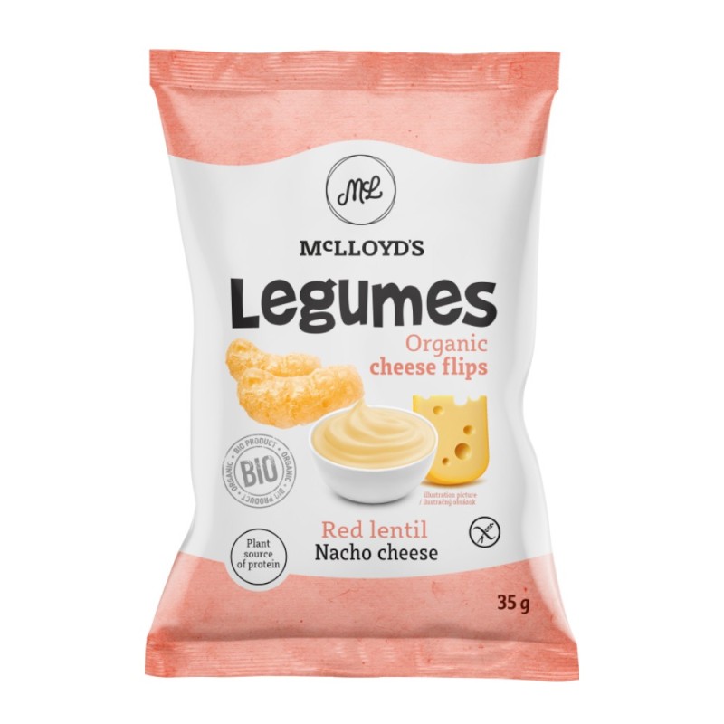 Set 3 x Snacksuri din Linte Rosie cu Aroma de Branza Nacho, Sarate, McLloyd's, 35 g