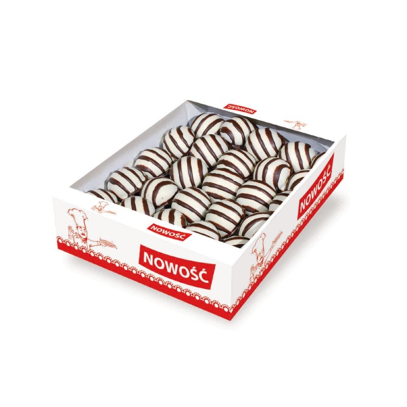 Set 3 x Turta Dulce cu Glazura Alba si Neagra, Umplutura cu Aroma de Caise, Primart, 1.4 kg